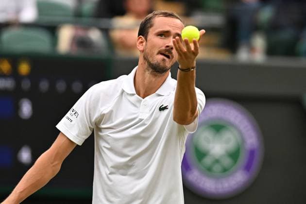 Wimbledon - Fourth Round Daniil Medvedev (RUS) during his fourth round match at the 2024 Wimbledon Championships at the AELTC in London, UK, on July 7, 2024. Photo by Corinne Dubreuil ABACAPRESS.COM London United Kingdom  Copyright: xDubreuilxCorinne ABACAx