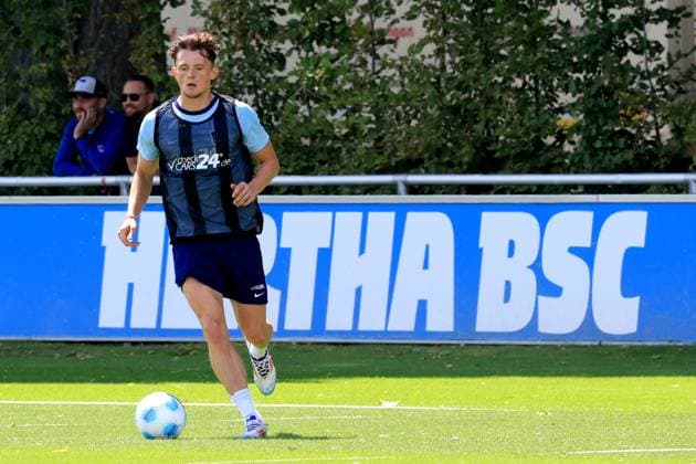 DEU, DFL, 2 FBL Hertha BSC, Training, 08 07 2024, Sportforum, Berlin, DEU, DFL, 2 FBL Hertha BSC, Training, im Bild Fabian Reese Hertha BSC Berlin 11 DFL regulations prohibit any use of Photographs as image sequences and or quasi video Foto Juergen Engler nordphoto GmbH nordphotoxGmbHx xEngler nph00076