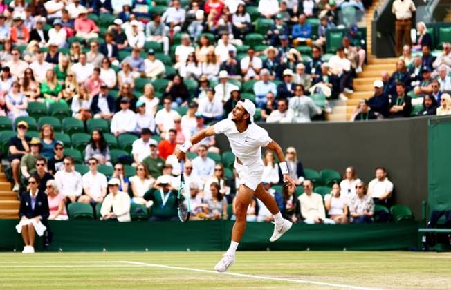 Lorenzo Musetti of Italy. Wimbledon Tennis Championships, Day 8, The All England Lawn Tennis and Croquet Club, London, UK - 08 Jul 2024  Copyright: xJamesxMarsh Shutterstockx 14575857d