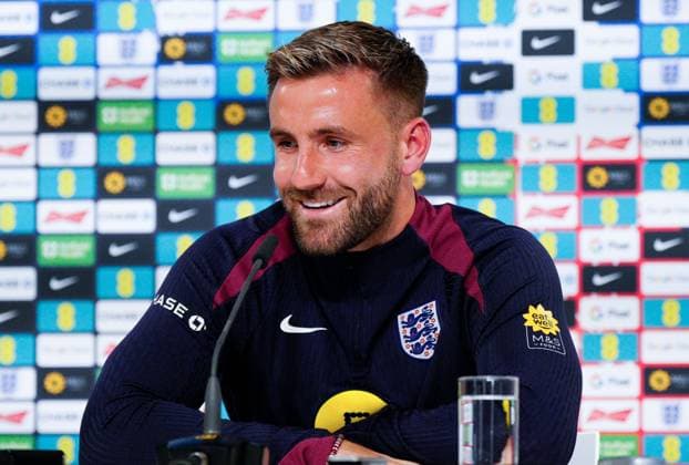 Luke Shaw of England press conference, PK, Pressekonferenz England Press Conference, UEFA European Championship, EM, Europameisterschaft 2024, Semi Final, Football, Spa & Golf Resort Weimarer Land, Blankenhain, Germany, 08 Jul 2024 EDITORIAL USE ONLY No use with unauthorised audio, video, data, fixture lists, club league logos or live services. Online in-match use limited to 120 images, no video emulation. No use in betting, games or single club league player publications. Copyright: xDavexShopland Shutterstockx 14576863j