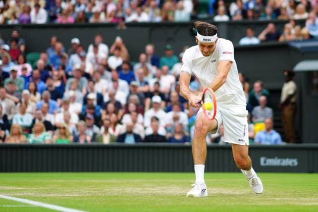 Taylor Fritz during his fourth round match Wimbledon Tennis Championships, Day 8, The All England Lawn Tennis and Croquet Club, London, UK - 08 Jul 2024  Copyright: xJavierxGarcia Shutterstockx 14575856bb