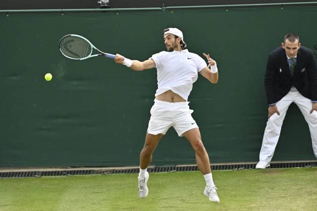 Tennis : Wimbledon 2024 - Lorenzo Mussetti - Italia Tennis : Wimbledon 2024 - England - 08 07 2024 ChrysleneCaillaud Panoramic 
