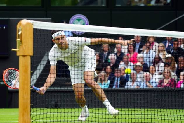 Taylor Fritz during his fourth round match Wimbledon Tennis Championships, Day 8, The All England Lawn Tennis and Croquet Club, London, UK - 08 Jul 2024  Copyright: xJavierxGarcia Shutterstockx 14575856bf