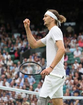 Alexander Zverev GER makes a fist and cheers, cheers, joy, emotion Tennis Wimbledon 2024 Grand Slam ITF ATP WTA AELTC London Great Britain 8 July 2024 Copyright: xJuergenxHasenkopfx