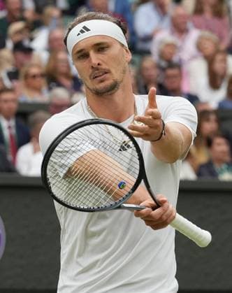 Lawn Tennis - 2024 Wimbledon Championship Mens Singles - Taylor Fritz (USA) v Alexander Zverev (GER) All England Lawn Tennis & Croquet Club - Monday 8th July 2024 Alexander Zverev (GER) 