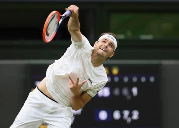 Taylor Fritz Tennis Wimbledon 2024 Grand Slam ITF ATP WTA AELTC London Great Britain 8 July 2024 Copyright: xJuergenxHasenkopfx
