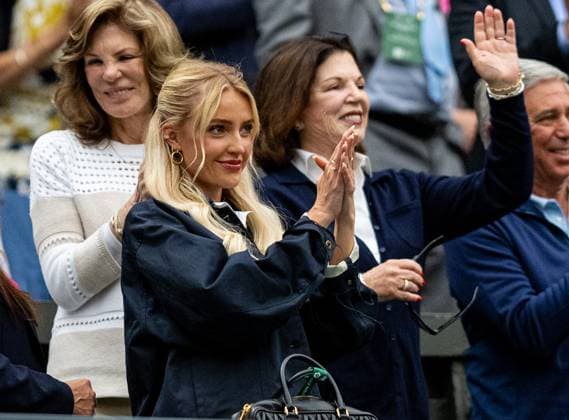 Tennis - Wimbledon Championship 2024 - Day 8 LONDON, ENGLAND - Monday, July 8, 2024: Morgan Riddle, girlfriend of Taylor Fitz, celebrates his victory during the Gentlemen s Singles 4th Round match on Day Eight of The Championships Wimbledon 2024 at the All England Lawn Tennis and Croquet Club. (Photo by Kirsten Holst Propaganda) LONDON All England Lawn Tennis and Croq GREATER LONDON ENGLAND  Copyright: xKirstenxHolstx 2024-07-08-029-Wimbledon_Day_8