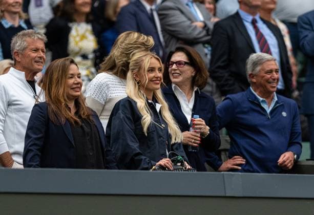 Tennis - Wimbledon Championship 2024 - Day 8 LONDON, ENGLAND - Monday, July 8, 2024: Morgan Riddle, girlfriend of Taylor Fitz, celebrates his victory during the Gentlemen s Singles 4th Round match on Day Eight of The Championships Wimbledon 2024 at the All England Lawn Tennis and Croquet Club. (Photo by Kirsten Holst Propaganda) LONDON All England Lawn Tennis and Croq GREATER LONDON ENGLAND  Copyright: xKirstenxHolstx 2024-07-08-030-Wimbledon_Day_8
