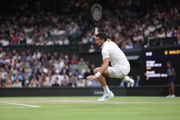 Novak Djokovic (Ser) defeated Holger Rune (Den) TENNIS : Wimbledon 2024 - 08 07 2024 AntoineCouvercelle Panoramic 