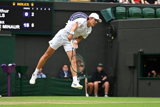 Wimbledon - Fourth Round Alex De Minaur (AUS) during his fourth round match at the 2024 Wimbledon Championships at the AELTC in London, UK, on July 8, 2024. Photo by Corinne Dubreuil ABACAPRESS.COM LONDON  Copyright: xDubreuilxCorinne ABACAx