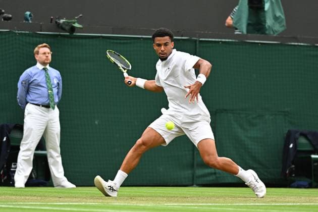 Wimbledon - Fourth Round Arthur Fils (FRA) during his fourth round match at the 2024 Wimbledon Championships at the AELTC in London, UK, on July 8, 2024. Photo by Corinne Dubreuil ABACAPRESS.COM LONDON  Copyright: xDubreuilxCorinne ABACAx