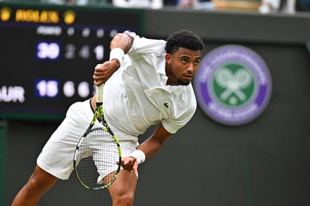Wimbledon - Fourth Round Arthur Fils (FRA) during his fourth round match at the 2024 Wimbledon Championships at the AELTC in London, UK, on July 8, 2024. Photo by Corinne Dubreuil ABACAPRESS.COM LONDON  Copyright: xDubreuilxCorinne ABACAx
