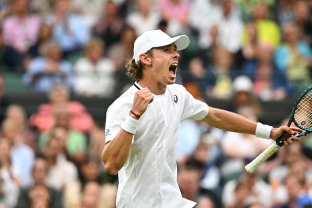 Wimbledon - Fourth Round Alex De Minaur (AUS) during his fourth round match at the 2024 Wimbledon Championships at the AELTC in London, UK, on July 8, 2024. Photo by Corinne Dubreuil ABACAPRESS.COM LONDON  Copyright: xDubreuilxCorinne ABACAx