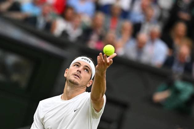 Wimbledon - Fourth Round Taylor Fritz (USA) during his fourth round match at the 2024 Wimbledon Championships at the AELTC in London, UK, on July 8, 2024. Photo by Corinne Dubreuil ABACAPRESS.COM LONDON  Copyright: xDubreuilxCorinne ABACAx