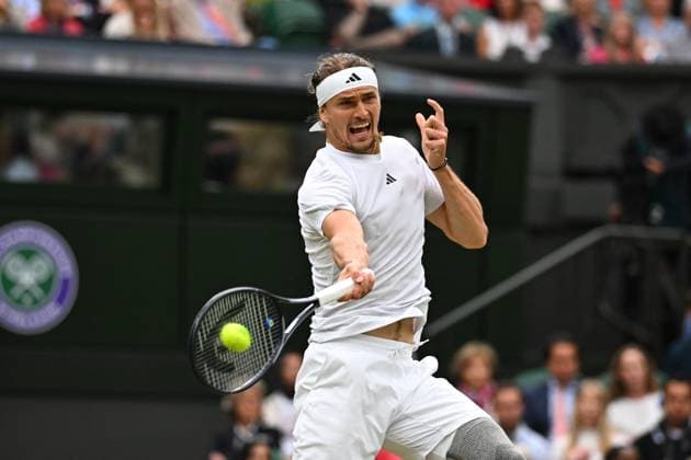 Wimbledon - Fourth Round Alexander Zverev (GER) during his fourth round match at the 2024 Wimbledon Championships at the AELTC in London, UK, on July 8, 2024. Photo by Corinne Dubreuil ABACAPRESS.COM LONDON  Copyright: xDubreuilxCorinne ABACAx