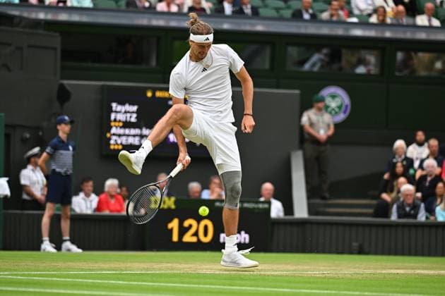 Wimbledon - Fourth Round Alexander Zverev (GER) during his fourth round match at the 2024 Wimbledon Championships at the AELTC in London, UK, on July 8, 2024. Photo by Corinne Dubreuil ABACAPRESS.COM LONDON  Copyright: xDubreuilxCorinne ABACAx