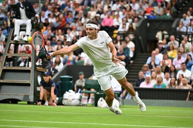 Wimbledon - Fourth Round Taylor Fritz (USA) during his fourth round match at the 2024 Wimbledon Championships at the AELTC in London, UK, on July 8, 2024. Photo by Corinne Dubreuil ABACAPRESS.COM LONDON  Copyright: xDubreuilxCorinne ABACAx