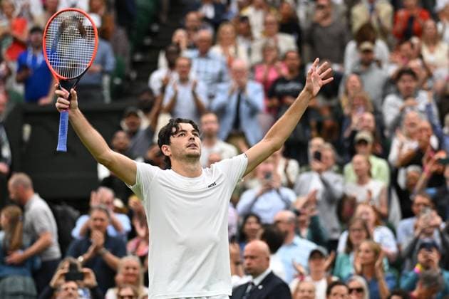 Wimbledon - Fourth Round Taylor Fritz (USA) during his fourth round match at the 2024 Wimbledon Championships at the AELTC in London, UK, on July 8, 2024. Photo by Corinne Dubreuil ABACAPRESS.COM LONDON  Copyright: xDubreuilxCorinne ABACAx