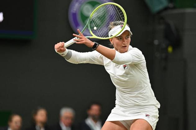 Wimbledon - Fourth Round Barbora Krejcikova (CZE) during her fourth round match at the 2024 Wimbledon Championships at the AELTC in London, UK, on July 8, 2024. Photo by Corinne Dubreuil ABACAPRESS.COM LONDON  Copyright: xDubreuilxCorinne ABACAx