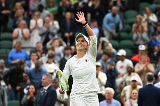Wimbledon - Fourth Round Barbora Krejcikova (CZE) during her fourth round match at the 2024 Wimbledon Championships at the AELTC in London, UK, on July 8, 2024. Photo by Corinne Dubreuil ABACAPRESS.COM LONDON  Copyright: xDubreuilxCorinne ABACAx