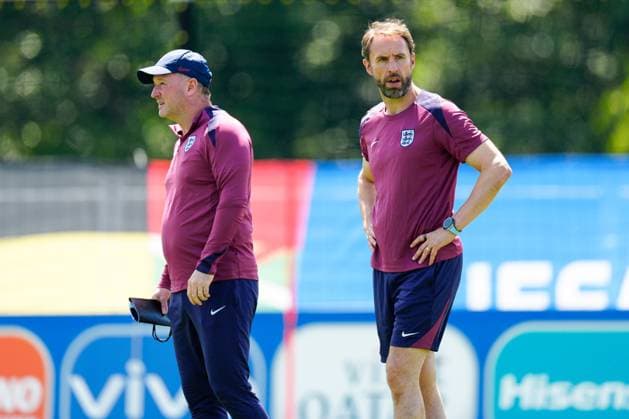 Manager of England Gareth Southgate England Training, UEFA European Championship, EM, Europameisterschaft 2024, Semi Final, Football, Spa & Golf Resort Weimarer Land, Blankenhain, Germany, 09 Jul 2024 EDITORIAL USE ONLY No use with unauthorised audio, video, data, fixture lists, club league logos or live services. Online in-match use limited to 120 images, no video emulation. No use in betting, games or single club league player publications. Copyright: xDavexShopland Shutterstockx 14576868m