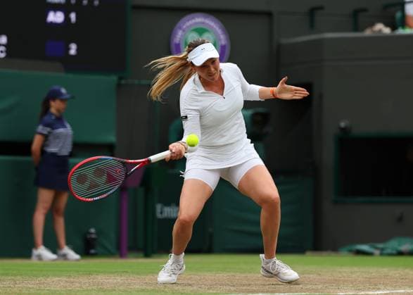 9th July 2024; All England Lawn Tennis and Croquet Club, London, England; Wimbledon Tennis Tournament, Day 9; Donna Vekic (CRO) from the baseline against Lulu Sun (NZL), womens singles quarter final match  ActionPlus12666354 JohnxPatrickxFletcher