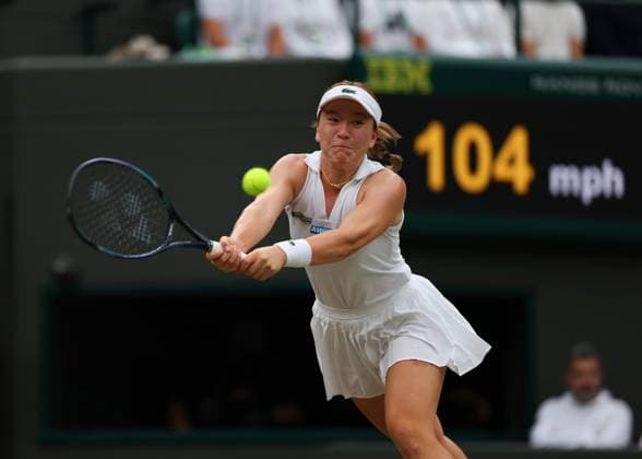 9th July 2024; All England Lawn Tennis and Croquet Club, London, England; Wimbledon Tennis Tournament, Day 9; Lulu Sun (NZL) from the baseline against Donna Vekic (CRO), womens singles quarter final match  ActionPlus12666361 JohnxPatrickxFletcher