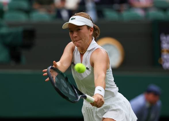 9th July 2024; All England Lawn Tennis and Croquet Club, London, England; Wimbledon Tennis Tournament, Day 9; Lulu Sun (NZL) from the baseline against Donna Vekic (CRO), womens singles quarter final match  ActionPlus12666362 JohnxPatrickxFletcher