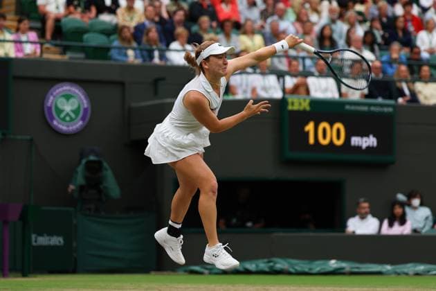 9th July 2024; All England Lawn Tennis and Croquet Club, London, England; Wimbledon Tennis Tournament, Day 9; Lulu Sun (NZL) serves to Donna Vekic (CRO), womens singles quarter final match  ActionPlus12666364 JohnxPatrickxFletcher