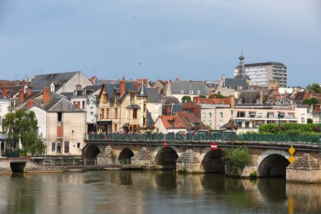 The pack of riders pictured in action during stage 10 of the 2024 Tour de France cycling race, from Orleans to Saint-Amand-Montrond, France (187,3 km) on Tuesday 09 July 2024. The 111th edition of the Tour de France starts on Saturday 29 June and will finish in Nice, France on 21 July. POOLxLUCAxBETTINI  x96134911x