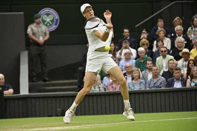 Tennis : Wimbledon 2024 - Jannik Sinner - Italie Tennis : Wimbledon 2024 - England - 09 07 2024 ChrysleneCaillaud Panoramic 