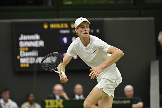 Tennis : Wimbledon 2024 - Jannik Sinner - Italie Tennis : Wimbledon 2024 - England - 09 07 2024 ChrysleneCaillaud Panoramic 