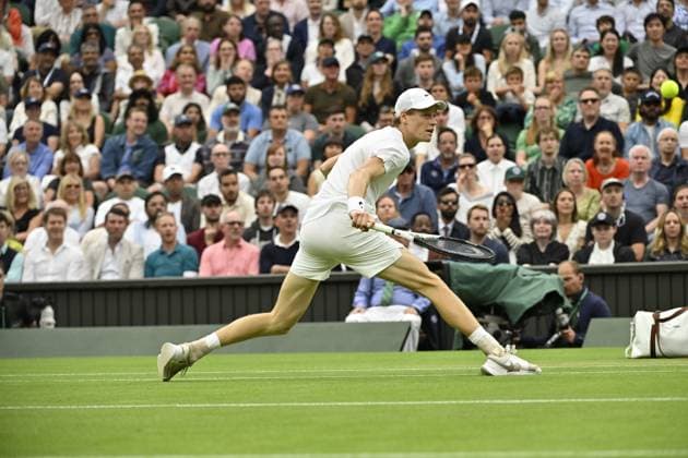 Tennis : Wimbledon 2024 - Jannik Sinner - Italie Tennis : Wimbledon 2024 - England - 09 07 2024 ChrysleneCaillaud Panoramic 