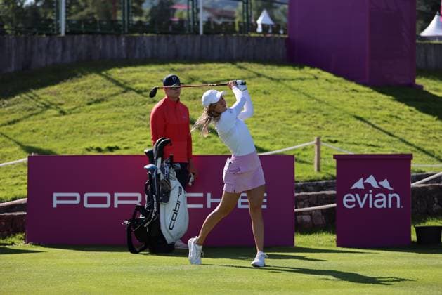 EVIAN-LES-BAINS, FRANCE - 09.07.2024: Chiara Tamburlini (SUI) of The Amundi Evian Championship at the Evian Resort Golf Club on July 09, 2023 in Evian-les-Bains, France.