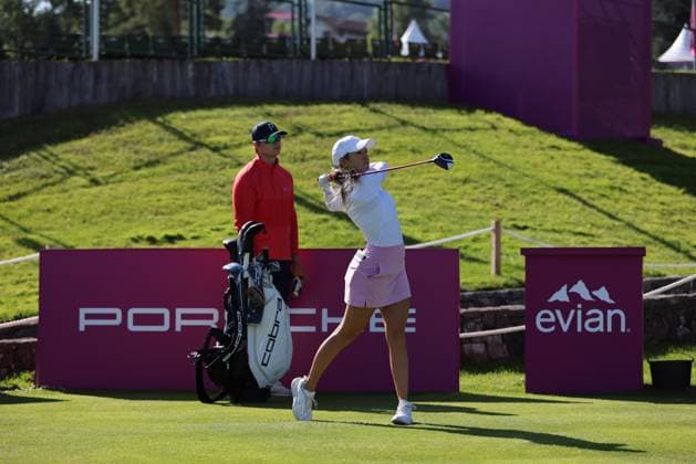 EVIAN-LES-BAINS, FRANCE - 09.07.2024: Chiara Tamburlini (SUI) of The Amundi Evian Championship at the Evian Resort Golf Club on July 09, 2023 in Evian-les-Bains, France.