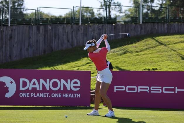 EVIAN-LES-BAINS, FRANCE - 09.07.2024: Emily Kristine Pedersen (DEN) of The Amundi Evian Championship at the Evian Resort Golf Club on July 09, 2023 in Evian-les-Bains, France.