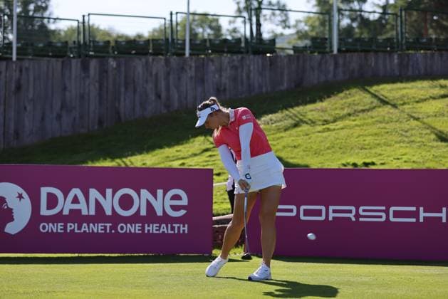 EVIAN-LES-BAINS, FRANCE - 09.07.2024: Emily Kristine Pedersen (DEN) of The Amundi Evian Championship at the Evian Resort Golf Club on July 09, 2023 in Evian-les-Bains, France.