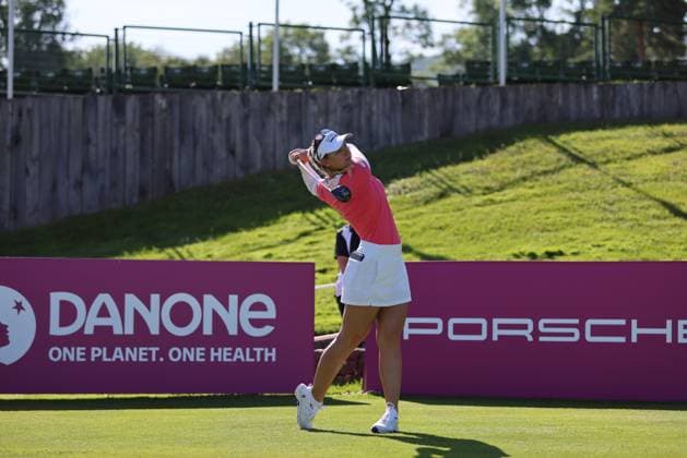 EVIAN-LES-BAINS, FRANCE - 09.07.2024: Emily Kristine Pedersen (DEN) of The Amundi Evian Championship at the Evian Resort Golf Club on July 09, 2023 in Evian-les-Bains, France.