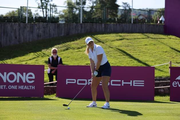 EVIAN-LES-BAINS, FRANCE - 09.07.2024: Maja Stark (SWE) of The Amundi Evian Championship at the Evian Resort Golf Club on July 09, 2023 in Evian-les-Bains, France.