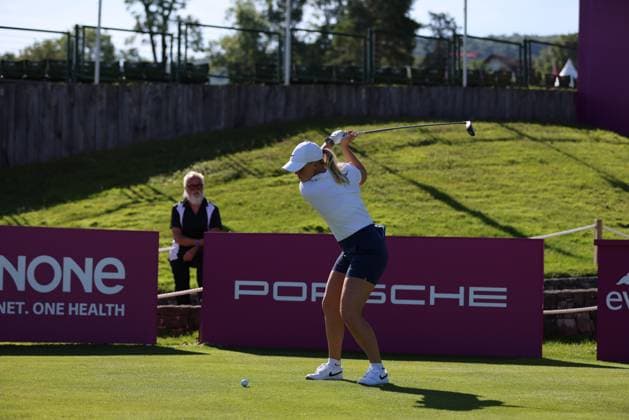 EVIAN-LES-BAINS, FRANCE - 09.07.2024: Maja Stark (SWE) of The Amundi Evian Championship at the Evian Resort Golf Club on July 09, 2023 in Evian-les-Bains, France.