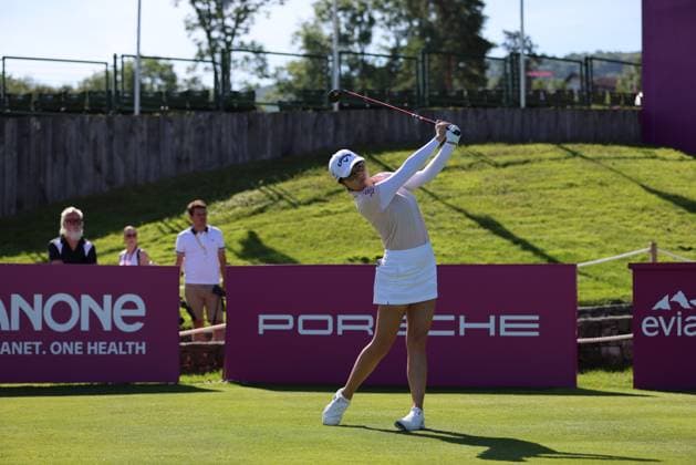 EVIAN-LES-BAINS, FRANCE - 09.07.2024: ROSE ZHANG (USA) of The Amundi Evian Championship at the Evian Resort Golf Club on July 09, 2023 in Evian-les-Bains, France.