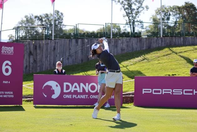 EVIAN-LES-BAINS, FRANCE - 09.07.2024: AUSTON KIM (USA) of The Amundi Evian Championship at the Evian Resort Golf Club on July 09, 2023 in Evian-les-Bains, France.