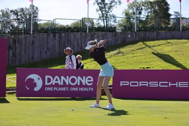 EVIAN-LES-BAINS, FRANCE - 09.07.2024: Olivia Cowan (GER) of The Amundi Evian Championship at the Evian Resort Golf Club on July 09, 2023 in Evian-les-Bains, France.
