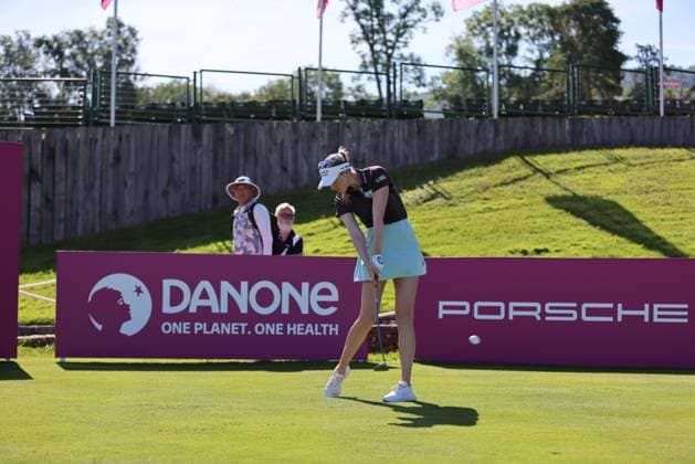EVIAN-LES-BAINS, FRANCE - 09.07.2024: Olivia Cowan (GER) of The Amundi Evian Championship at the Evian Resort Golf Club on July 09, 2023 in Evian-les-Bains, France.