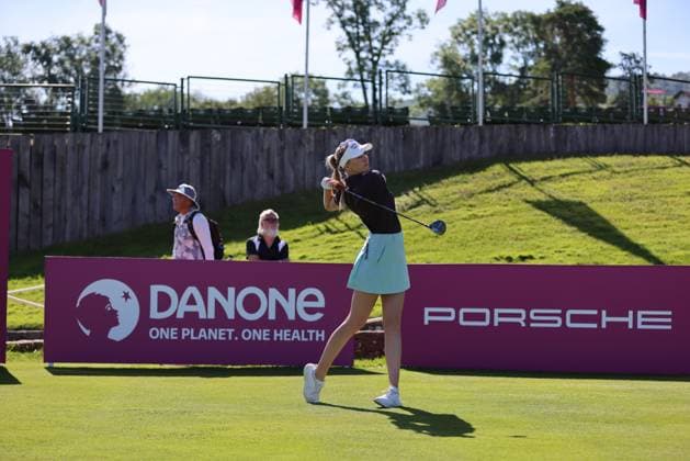 EVIAN-LES-BAINS, FRANCE - 09.07.2024: Olivia Cowan (GER) of The Amundi Evian Championship at the Evian Resort Golf Club on July 09, 2023 in Evian-les-Bains, France.
