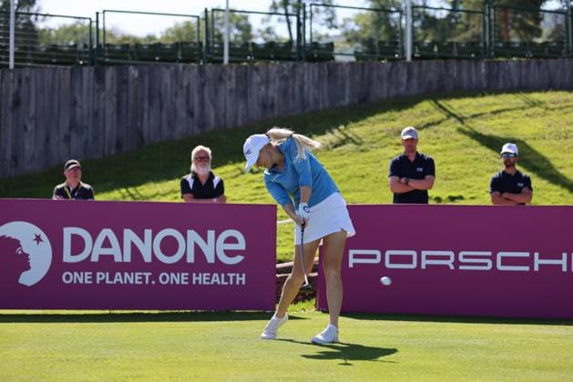 EVIAN-LES-BAINS, FRANCE - 09.07.2024: STEPHANIE MEADOW (Northern Ireland) of The Amundi Evian Championship at the Evian Resort Golf Club on July 09, 2023 in Evian-les-Bains, France.