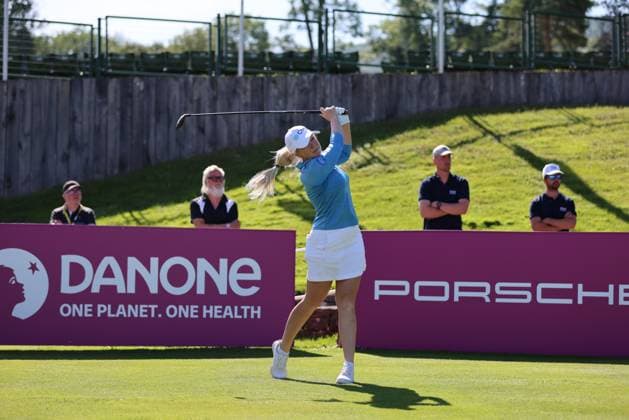 EVIAN-LES-BAINS, FRANCE - 09.07.2024: STEPHANIE MEADOW (Northern Ireland) of The Amundi Evian Championship at the Evian Resort Golf Club on July 09, 2023 in Evian-les-Bains, France.