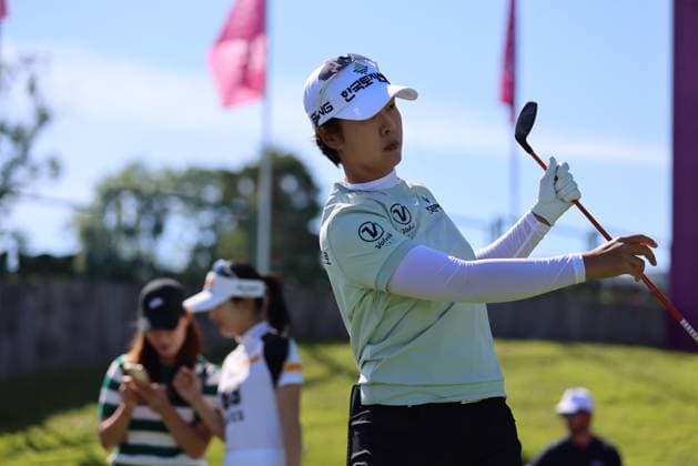 EVIAN-LES-BAINS, FRANCE - 09.07.2024: JI YOUNG PARK (KOR) of The Amundi Evian Championship at the Evian Resort Golf Club on July 09, 2023 in Evian-les-Bains, France.