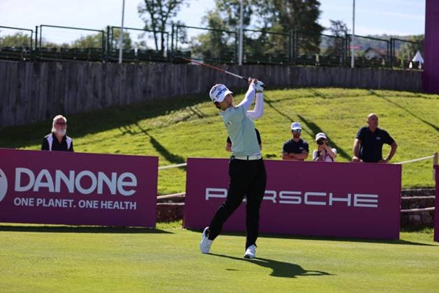 EVIAN-LES-BAINS, FRANCE - 09.07.2024: JI YOUNG PARK (KOR) of The Amundi Evian Championship at the Evian Resort Golf Club on July 09, 2023 in Evian-les-Bains, France.