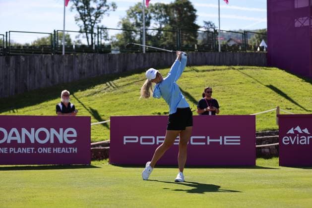 EVIAN-LES-BAINS, FRANCE - 09.07.2024: JI Bailey Tardy (USA) of The Amundi Evian Championship at the Evian Resort Golf Club on July 09, 2023 in Evian-les-Bains, France.